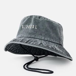 Rip Curl Charcoal Gray Washed Bucket Hat with Chin Cord